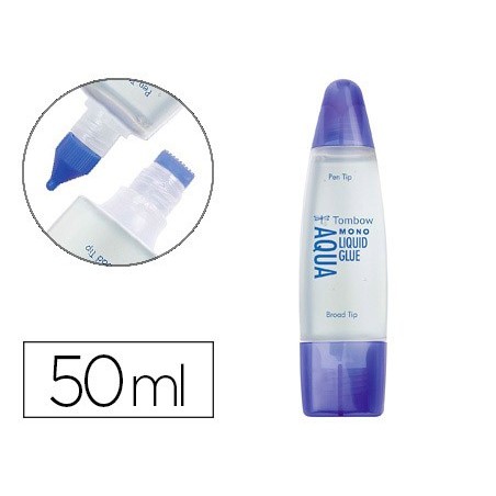 PEGAMENTO COLA LIQUIDA TOMBOW TRANSPARENTE AQUA PERMANENTE CON 2 PUNTAS 50 ML