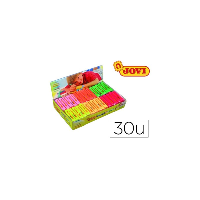 PLASTILINA JOVI 70F TAMAÑO PEQUEÑO CAJA DE 30 UNIDADES COLORES FLUORESCENTES