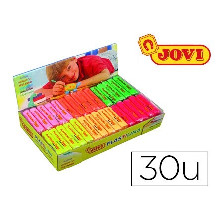 PLASTILINA JOVI 70F TAMAÑO PEQUEÑO CAJA DE 30 UNIDADES COLORES FLUORESCENTES