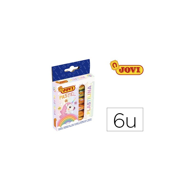 PLASTILINA JOVI 90 ESTUCHE 6 UNIDADES COLORES PASTEL SURTIDOS 15 G