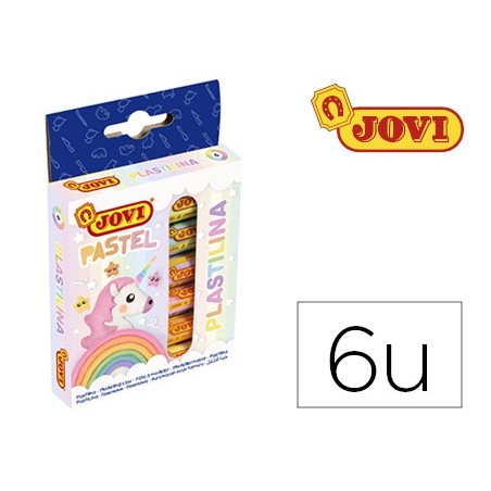PLASTILINA JOVI 90 ESTUCHE 6 UNIDADES COLORES PASTEL SURTIDOS 15 G