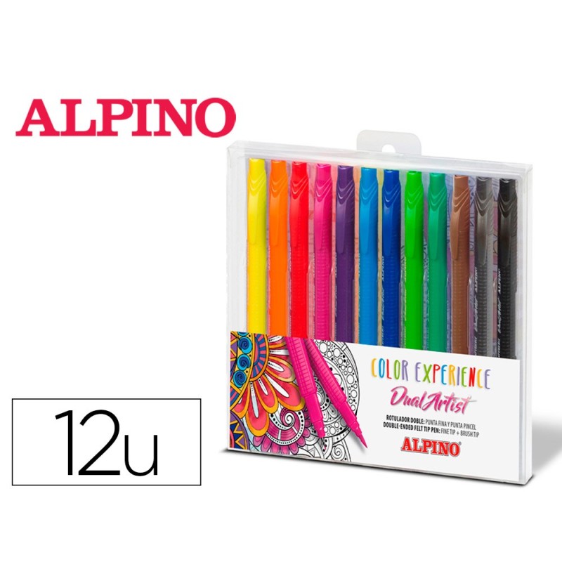 ROTULADOR ALPINO DUAL ARTIST COLOR EXPERIENCE ESTUCHE DE 12 UNIDADES COLORES