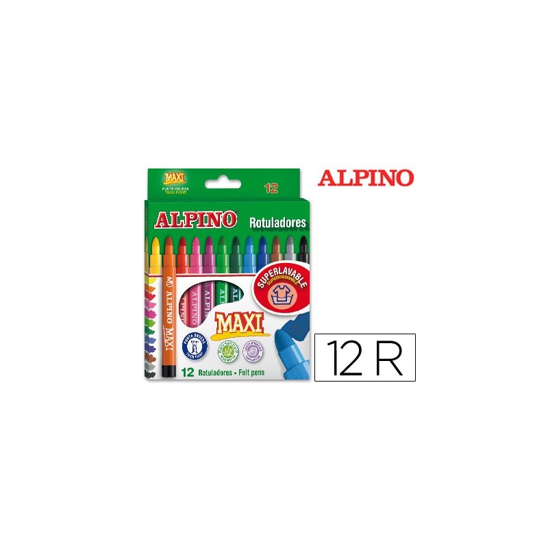 ROTULADOR ALPINO MAXI CAJA DE 12 COLORES SURTIDOS
