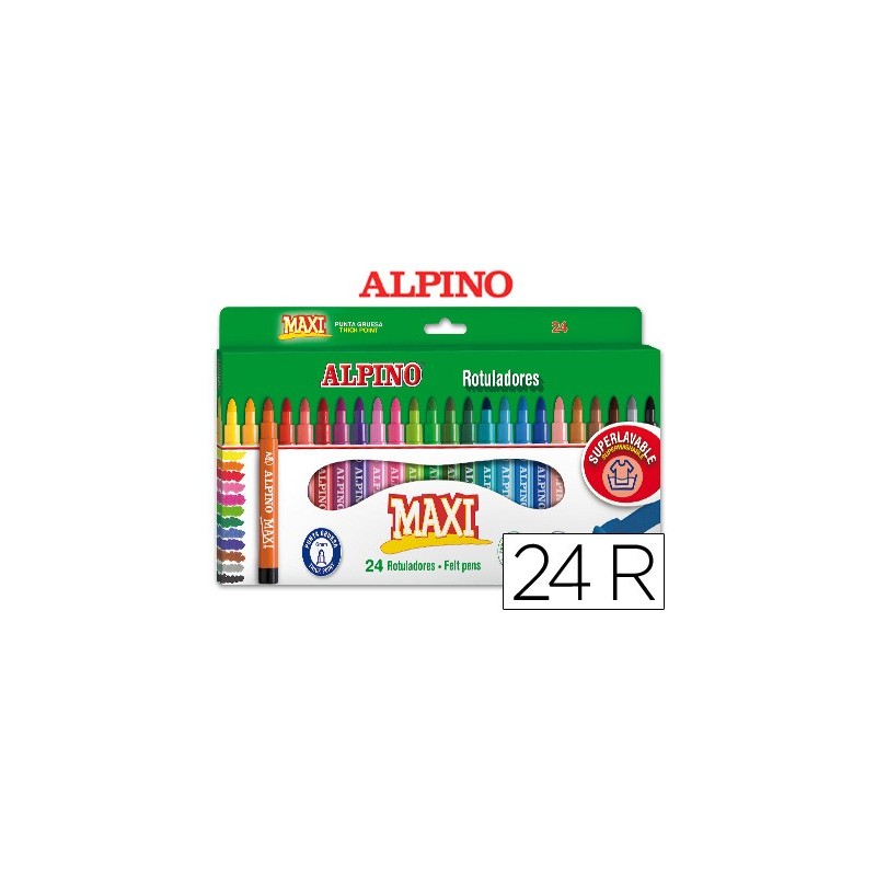 ROTULADOR ALPINO MAXI CAJA DE 24 COLORES SURTIDOS