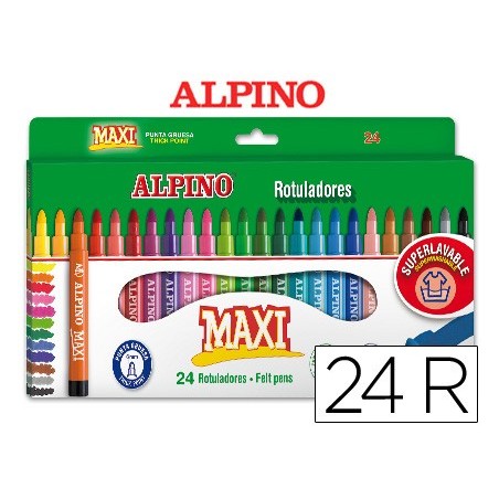 ROTULADOR ALPINO MAXI CAJA DE 24 COLORES SURTIDOS