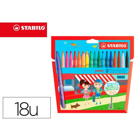 ROTULADOR STABILO POWER CAJA DE 18 UNIDADES COLORES SURTIDOS