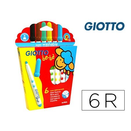 ROTULADOR GIOTTO SUPER BEBE CAJA DE 6 COLORES SURTIDOS