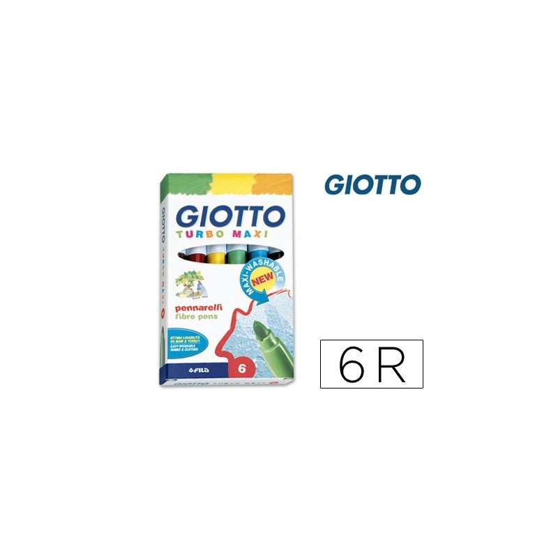 ROTULADOR GIOTTO TURBO-MAXI CAJA DE 6 COLORES LAVABLES CON PUNTA BLOQUEADA