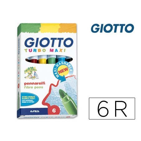 ROTULADOR GIOTTO TURBO-MAXI CAJA DE 6 COLORES LAVABLES CON PUNTA BLOQUEADA