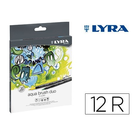 ROTULADOR LYRA AQUA BRUSH DUO CAJA DE 12 COLORES