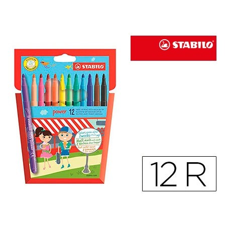 ROTULADOR STABILO POWER CAJA DE 12 UNIDADES COLORES SURTIDOS