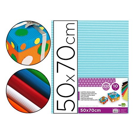 CARTON ONDULADO LIDERPAPEL 50 X 70CM 320G/M2 CELESTE