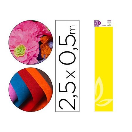 PAPEL CRESPON LIDERPAPEL 50 CM X 2,5 M 34G/M2 AMARILLO FLUORESCENTE