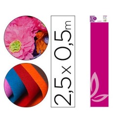 PAPEL CRESPON LIDERPAPEL 50 CM X 2,5 M 34G/M2 ROSA FLUORESCENTE