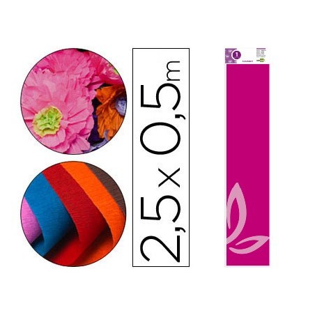 PAPEL CRESPON LIDERPAPEL 50 CM X 2,5 M 34G/M2 ROSA FLUORESCENTE