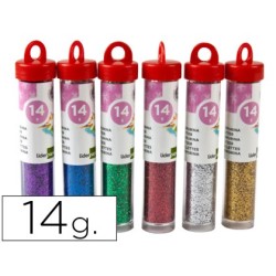 PURPURINA LIDERPAPEL FANTASIA COLORES METALICOS SURTIDOS BOTE DE 14 GR (PACK INDIVISIBLE  24 UDS) (PACK INDIVISIBLE 24 UDS)