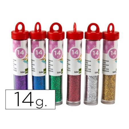 PURPURINA LIDERPAPEL FANTASIA COLORES METALICOS SURTIDOS BOTE DE 14 GR (PACK INDIVISIBLE  24 UDS) (PACK INDIVISIBLE 24 UDS)