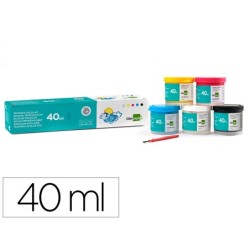 TEMPERA LIDERPAPEL ESCOLAR 40 ML 5 COLORES SURTIDOS + PINCEL