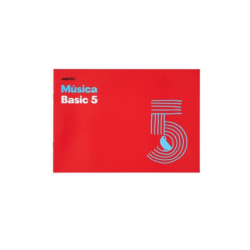 Cuaderno música Additio Basic 5 - Grapado - 24 x 17 cm - 5 pentagramas x 16 mm - 10 hojas - Color rojo