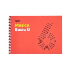 Cuaderno música Additio Basic 6 - Espiral - 21,5 x 15,5 cm - 6 pentagramas x 9 mm - 25 hojas - Colores surtidos