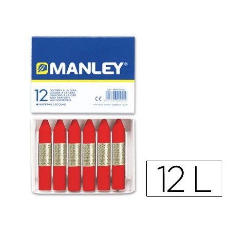 LAPICES CERA MANLEY UNICOLOR ROJO ESCARLATA N.9 CAJA DE 12 UNIDADES