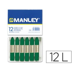 LAPICES CERA MANLEY UNICOLOR VERDE ESMERALDA N.24 CAJA DE 12 UNIDADES