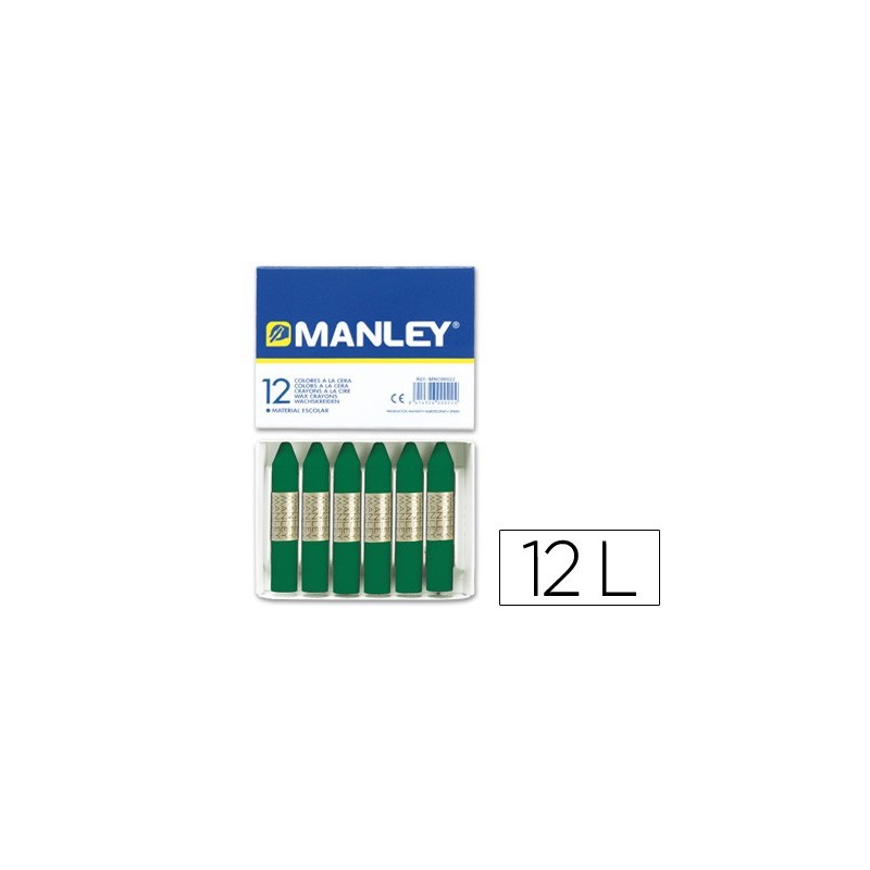 LAPICES CERA MANLEY UNICOLOR VERDE ESMERALDA N.24 CAJA DE 12 UNIDADES