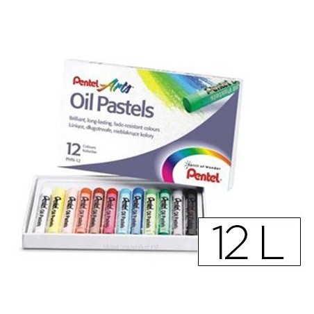 LAPICES PENTEL OIL PASTEL CAJA DE 12 COLORES SURTIDOS