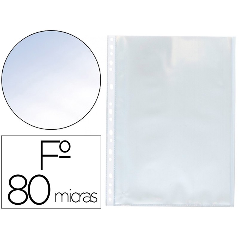 FUNDA MULTITALADRO Q-CONNECT FOLIO 80 MC CRISTAL CAJA DE 100 UNIDADES