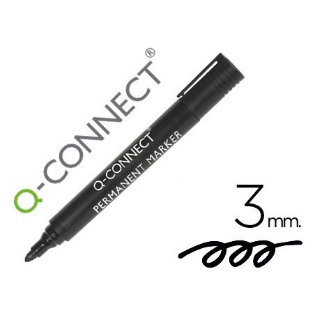 ROTULADOR Q-CONNECT MARCADOR PERMANENTE NEGRO PUNTA REDONDA 3.0 MM