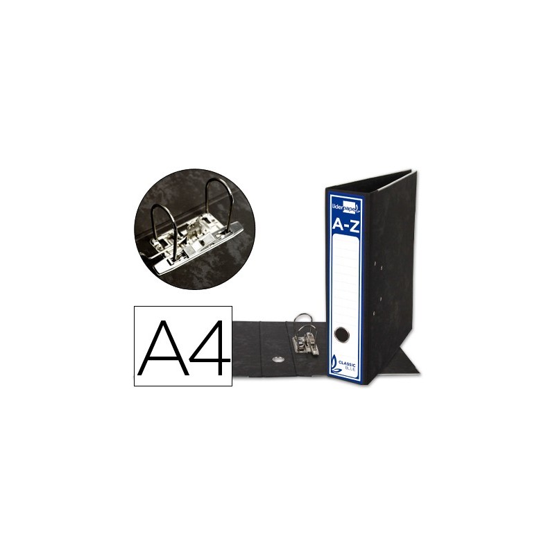 ARCHIVADOR DE PALANCA LIDERPAPEL A4 CLASSIC BLUE CARTON ENTRECOLADO SIN RADO LOMO 80MM NEGRO COMPRESOR METALICO