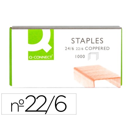 GRAPAS Q-CONNECT N  22/6 24/6 COBREADAS CAJA DE 1000 UNIDADES