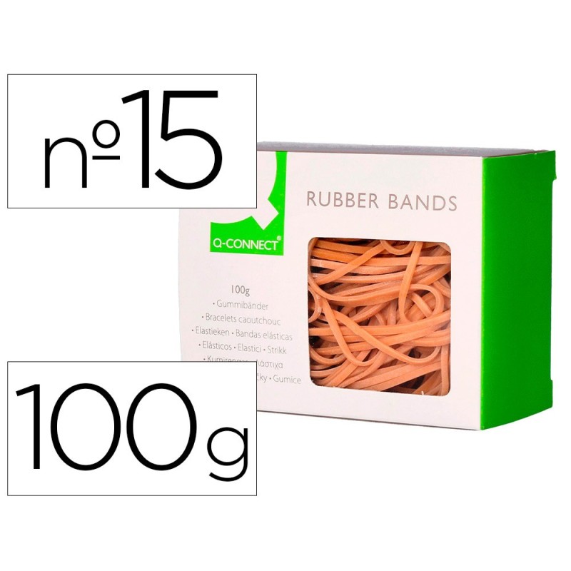 GOMILLAS ELASTICAS Q-CONNECT 100 GR NUMERO 15 150 X 2 MM