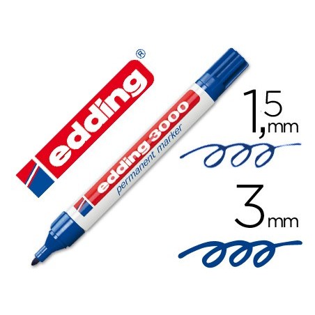ROTULADOR EDDING MARCADOR PERMANENTE 3000 AZUL -PUNTA REDONDA 1,5-3 MM RECARGABLE