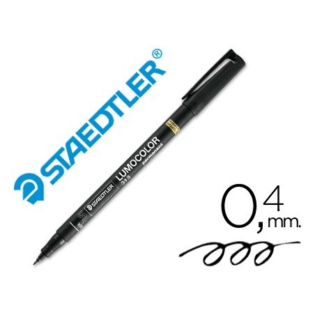 ROTULADOR STAEDTLER LUMOCOLOR RETROPROYECCION PUNTA DE FIBRAPERMANENTE 313-9 NEGRO PUNTA SUPER FINA REDONDA 0.4 MM