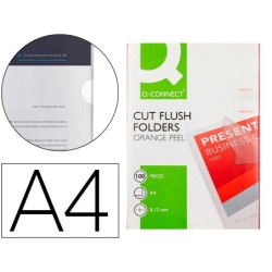 CARPETA DOSSIER UÑERO PLASTICO Q-CONNECT DIN A4 120 MICRAS TRANSPARENTE CAJA DE 100 UNIDADES