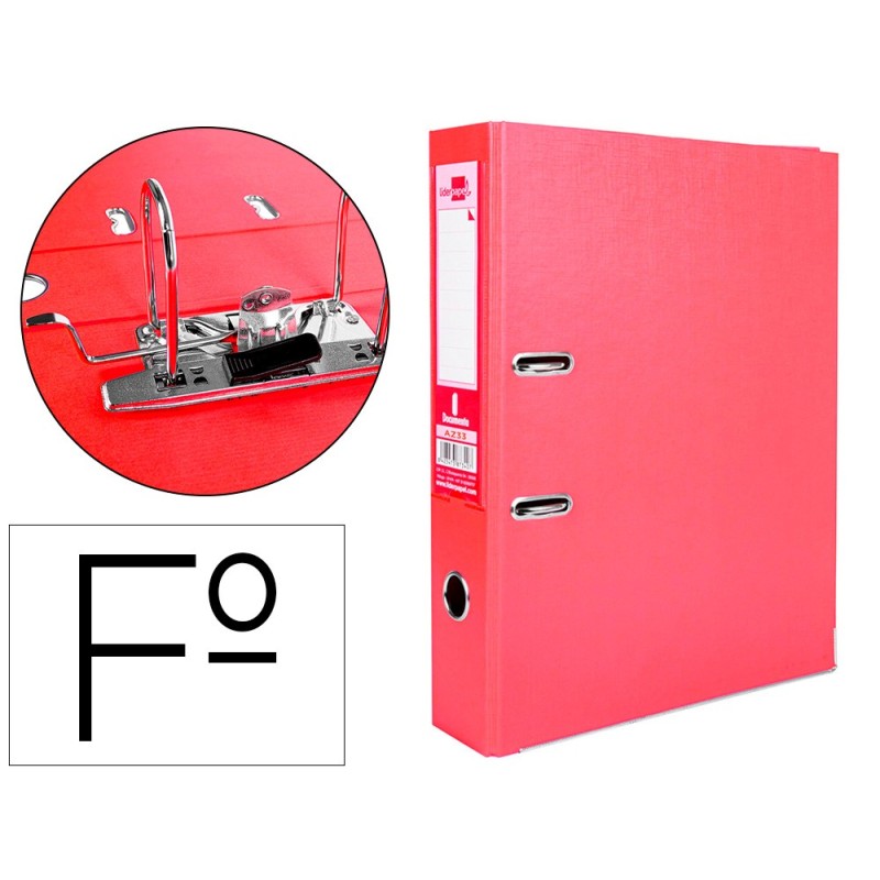 ARCHIVADOR DE PALANCA LIDERPAPEL FOLIO DOCUMENTA FORRADO PVC CON RADO LOMO 75MM ROJO COMPRESOR METALICO