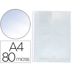 FUNDA MULTITALADRO Q-CONNECT DIN A4 80 MC CRISTAL BOLSA DE 100 UNIDADES