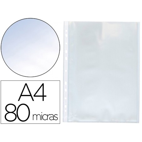 FUNDA MULTITALADRO Q-CONNECT DIN A4 80 MC CRISTAL BOLSA DE 100 UNIDADES