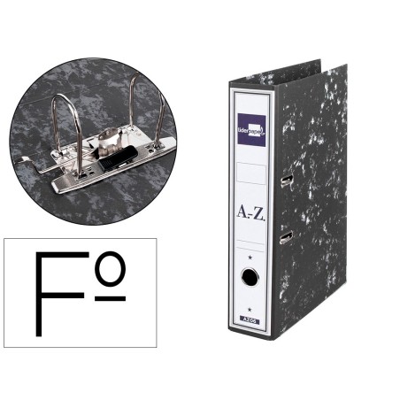 ARCHIVADOR DE PALANCA LIDERPAPEL FOLIO CLASSIC BLACK CARTON ENTRECOLADO CON RADO LOMO 75MM NEGRO COMPRESOR METAL