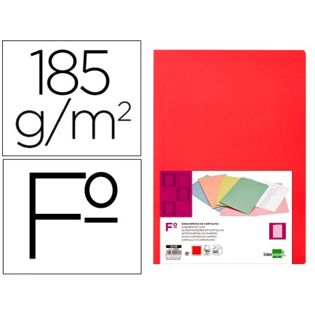 SUBCARPETA LIDERPAPEL FOLIO ROJO INTENSO 180G/M2 (PACK INDIVISIBLE 50 UDS)