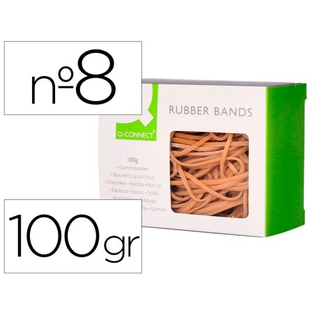 GOMILLAS ELASTICAS Q-CONNECT 100 GR NUMERO 8 80 X 2 MM