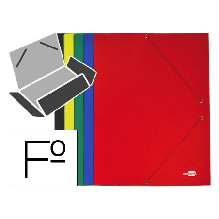 CARPETA LIDERPAPEL GOMAS FOLIO 3 SOLAPAS CARTON PLASTIFICADO COLORES SURTIDOS