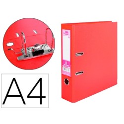 ARCHIVADOR DE PALANCA LIDERPAPEL A4 DOCUMENTA FORRADO PVC CON RADO LOMO 75MM ROJO COMPRESOR METALICO