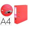 ARCHIVADOR DE PALANCA LIDERPAPEL A4 DOCUMENTA FORRADO PVC CON RADO LOMO 75MM ROJO COMPRESOR METALICO