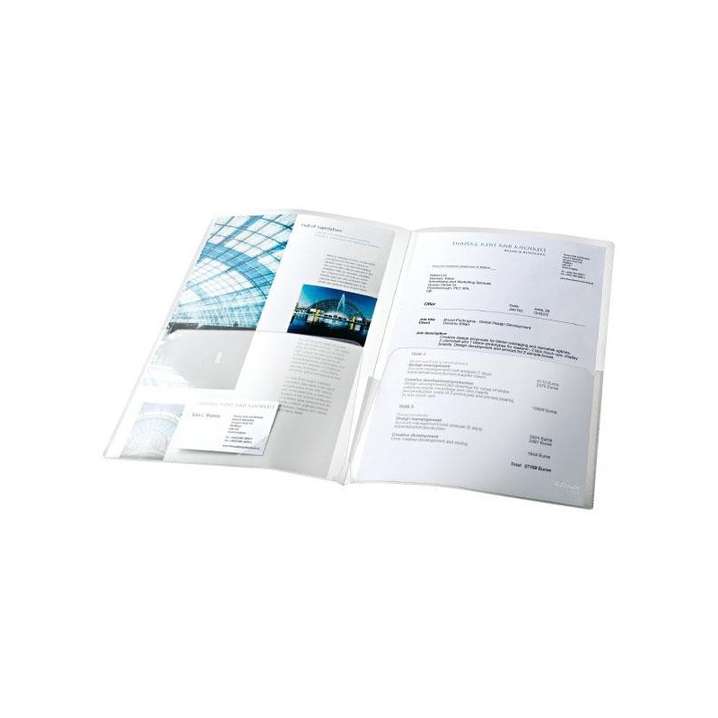 Dosier canguro doble Esselte - PP - A4 - Color cristal - Pack 5 ud