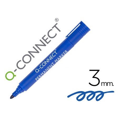 ROTULADOR Q-CONNECT MARCADOR PERMANENTE AZUL PUNTA REDONDA 3.0 MM