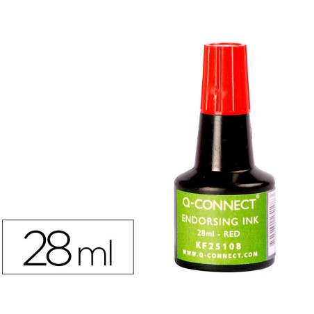 TINTA TAMPON Q-CONNECT ROJO FRASCO DE 28 ML