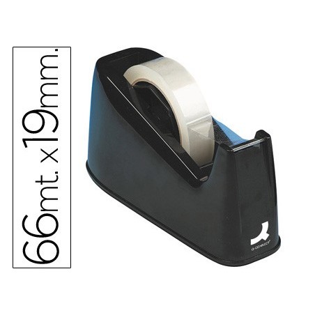 PORTARROLLO SOBREMESA Q-CONNECT PLASTICO PARA CINTASDE 33 Y 66 MT COLOR NEGRO