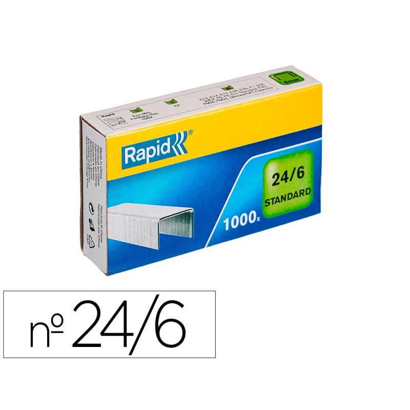GRAPAS RAPID 24/6 - GALVANIZADAS - 20 HOJAS - CAJA 1000 GRAPAS